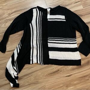 Chico's Black and White Asymmetrical Sweater